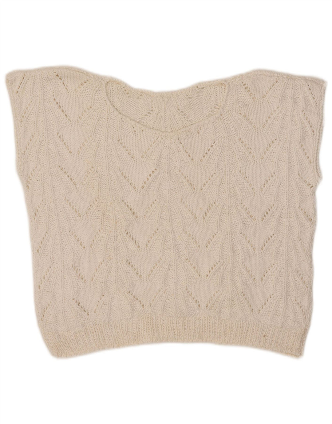 Vintage damski podkoszulek z kamizelką w stylu Crop UK 12, średni biały
