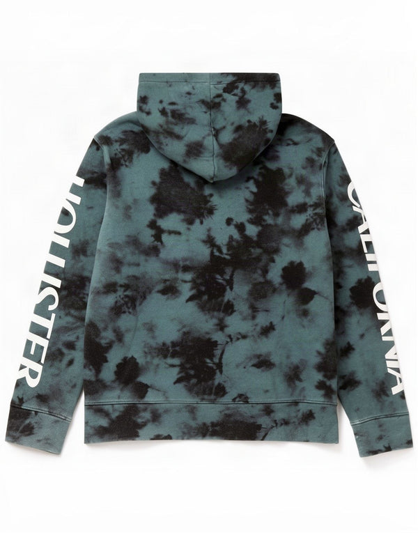 Hollister Męski sweter z kapturem i grafiką XS Green Tie Dye Cotton