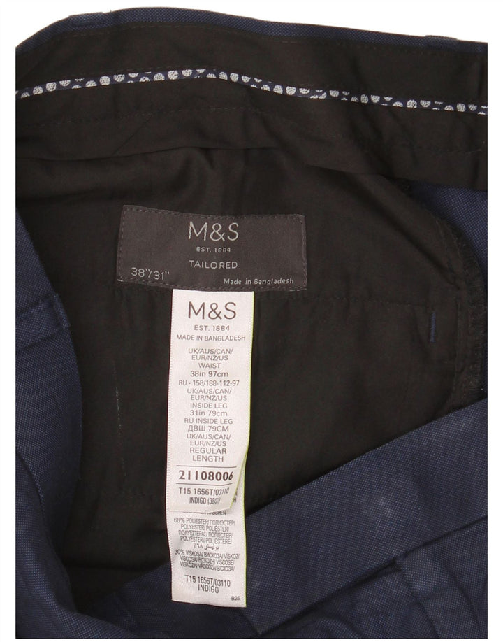 Marks & Spencer Męskie proste spodnie garniturowe W38 L31 Granatowy poliester