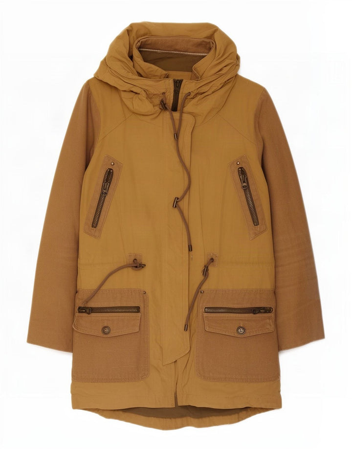 Damska kurtka parka z kapturem Zara UK 10, mała, beżowa, poliester