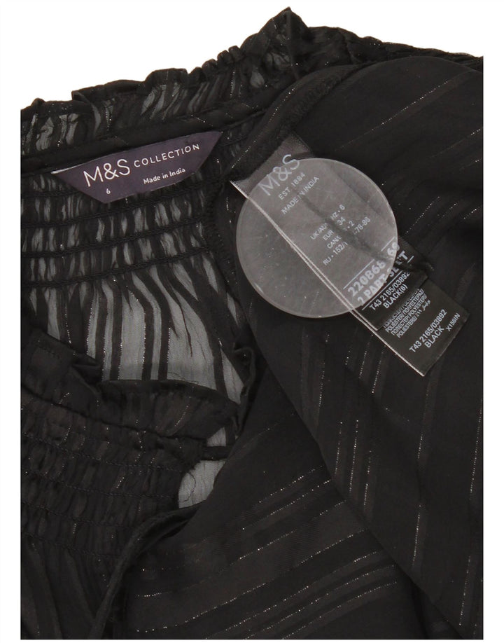 Marks & Spencer Damski oversize'owy top z długim rękawem, prześwitujący, UK 6 XS, czarny