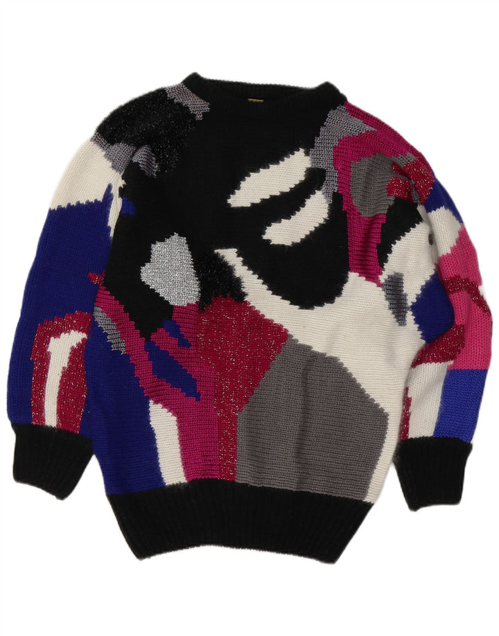 Sweter damski VINTAGE z dekoltem w łódkę, UK 8/10, mały, wielokolorowy