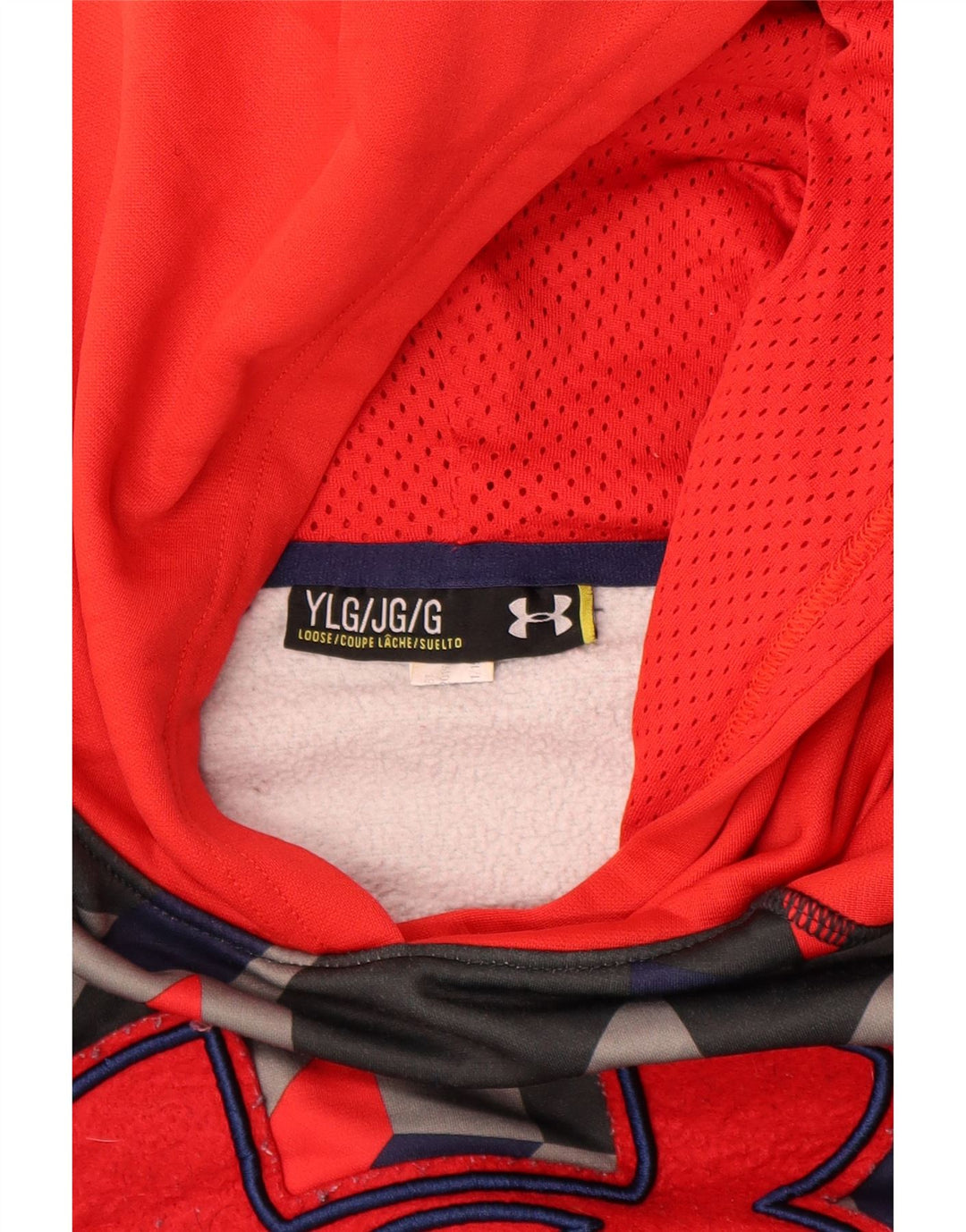 UNDER ARMOUR Dziewczęcy luźny sweter z kapturem 11-12 lat, duży, czerwony, geometryczny