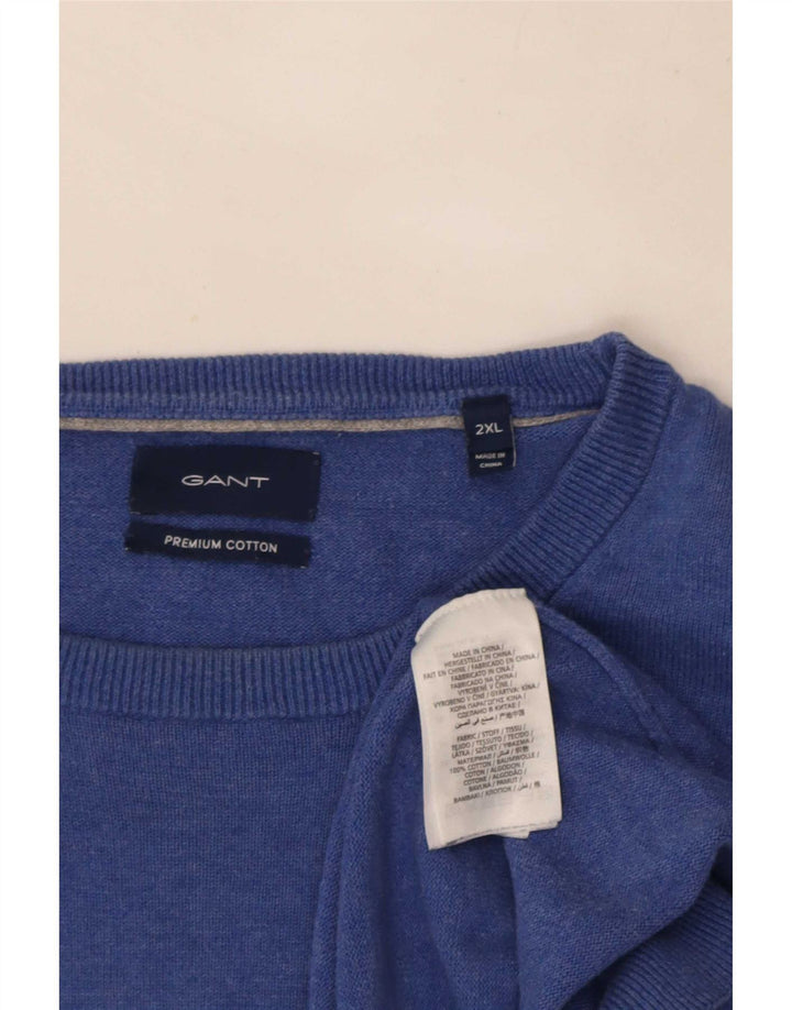 Męski sweter z okrągłym dekoltem Gant, 2XL, niebieska bawełna