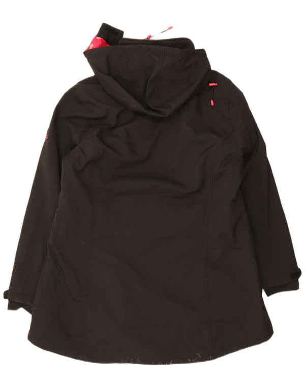 Vintage damska kurtka wiatrówka z kapturem i luźnym krojem UK 18 XL, czarny poliester
