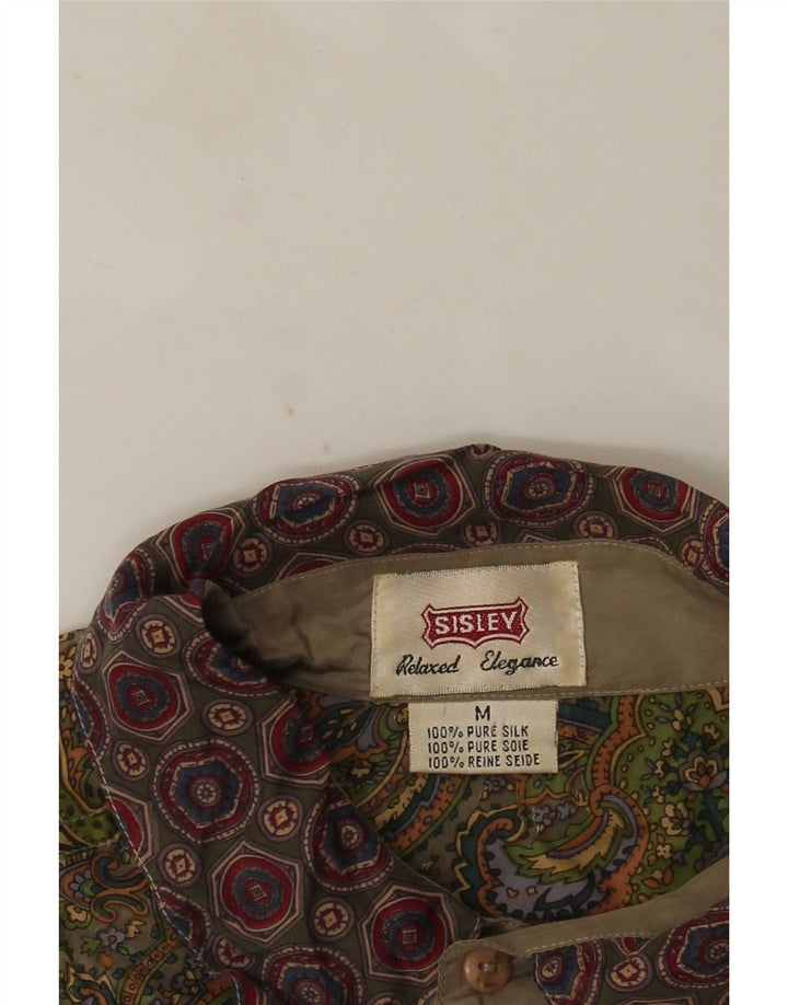 Koszula męska z krótkim rękawem Sisley, średnio beżowa, jedwabna paisley