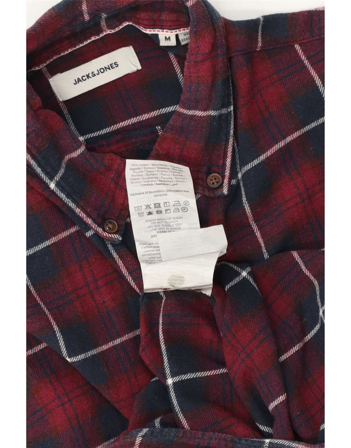Jack & Jones Męska koszula flanelowa, średnia bordowa krata, bawełniana