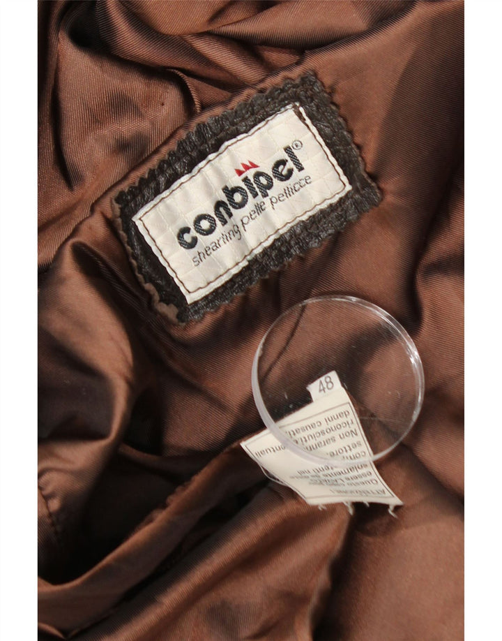 Conbipel damski płaszcz skórzany oversize IT 48 XL brązowa skóra