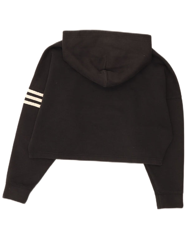 Damska bluza z kapturem Adidas Crop Oversized UK 6 XS Czarna bawełna