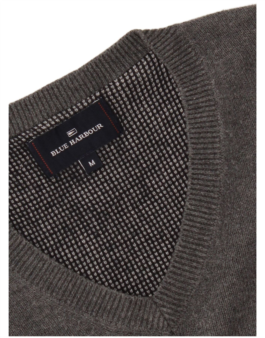 Męski sweter Marks & Spencer Blue Harbor z dekoltem w kształcie litery V, średnioszary, bawełniany