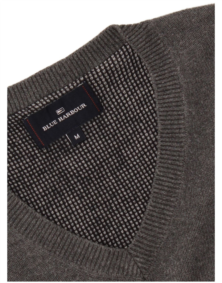Męski sweter Marks & Spencer Blue Harbor z dekoltem w kształcie litery V, średnioszary, bawełniany