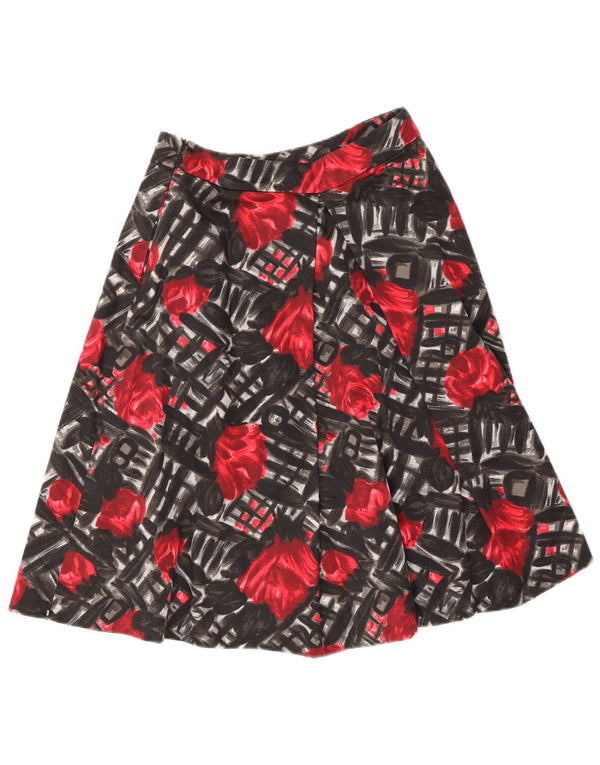 Damska plisowana spódnica w kształcie litery A Sportmax UK 10 Small W28 Czarna bawełniana w kwiaty