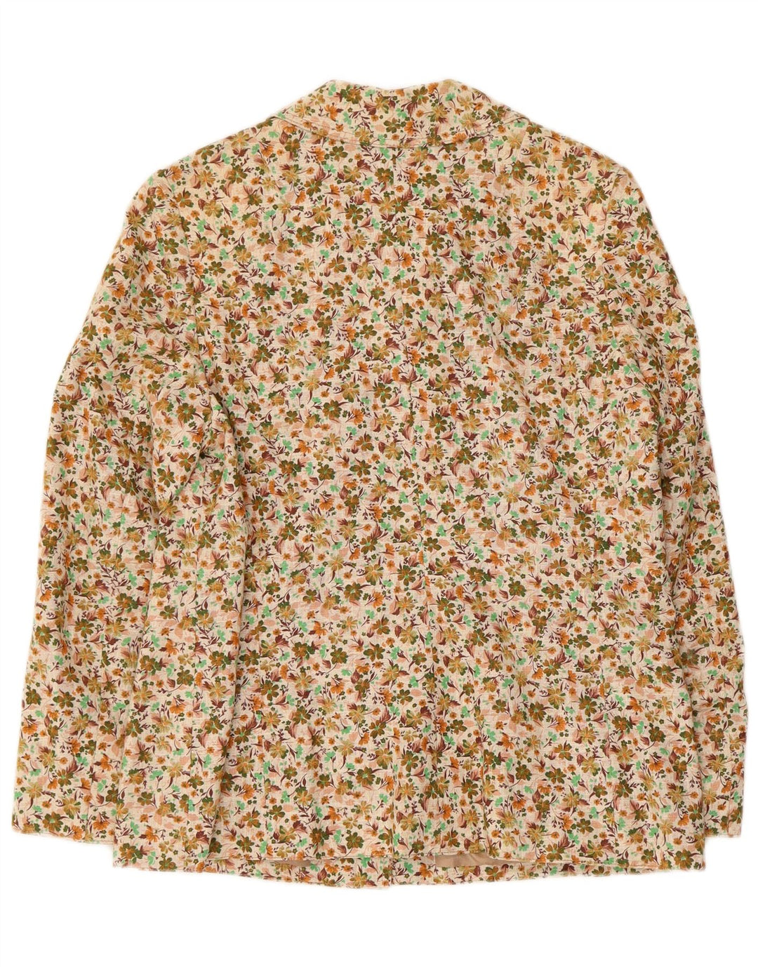 Vintage damska marynarka zapinana na 5 guzików UK 12 średni beżowy kwiatowy