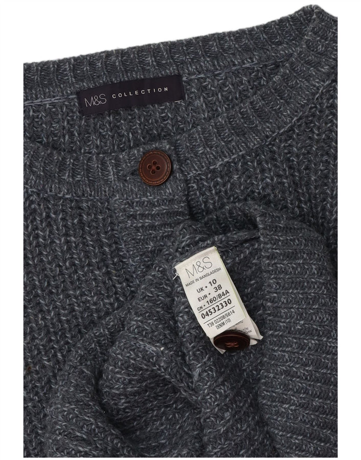 Marks & Spencer Damski sweter rozpinany UK 10 Mały, szary, nakrapiany akryl