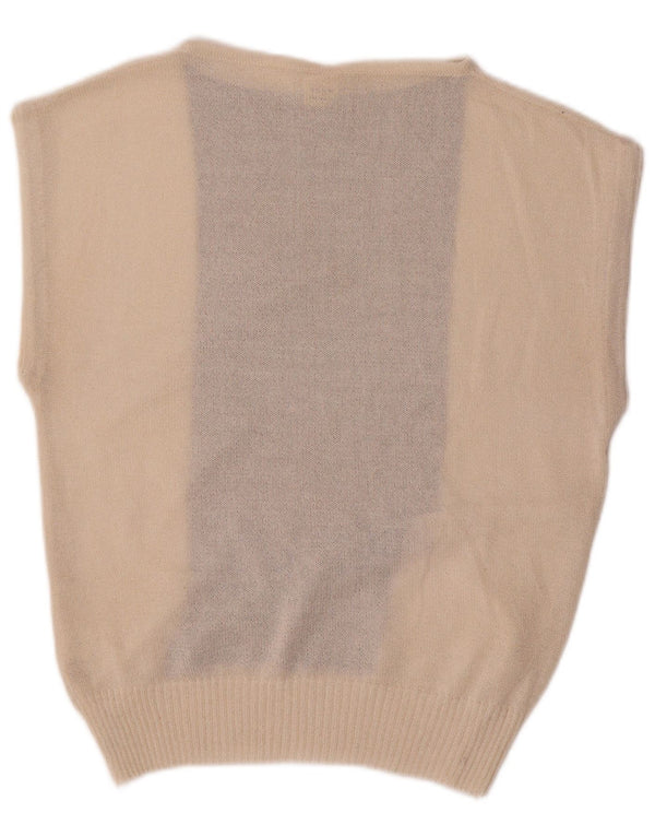 Vintage damski podkoszulek z kamizelką UK 14, duża bawełna w kolorze złamanej bieli