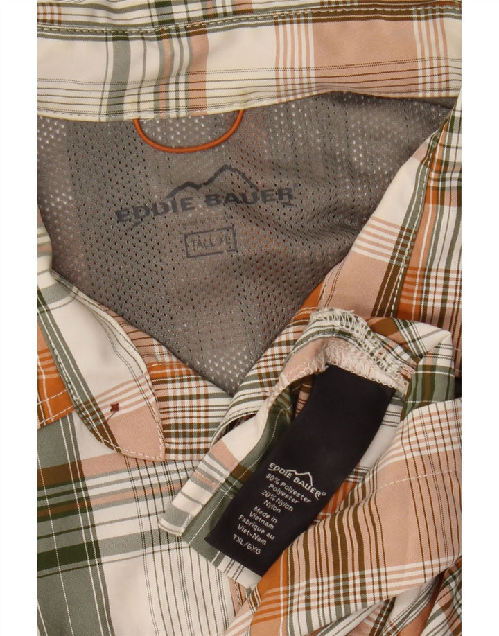 EDDIE BAUER Męska koszula z krótkim rękawem XL, wielokolorowa, poliestrowa kratka
