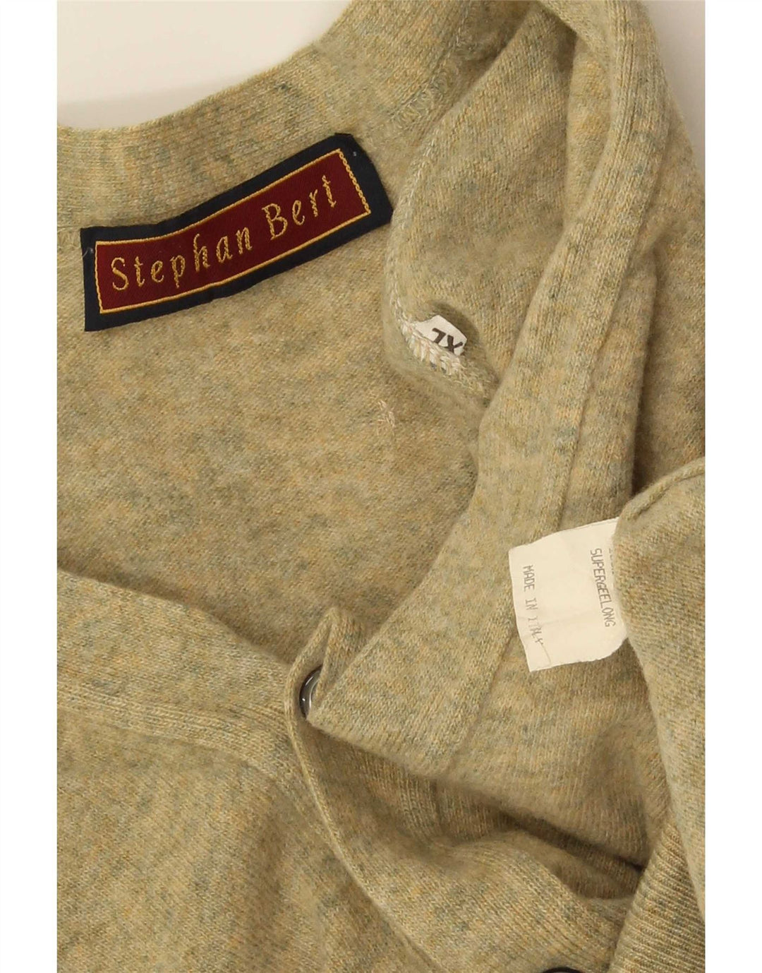 Vintage męski sweter rozpinany XL, zielona wełna
