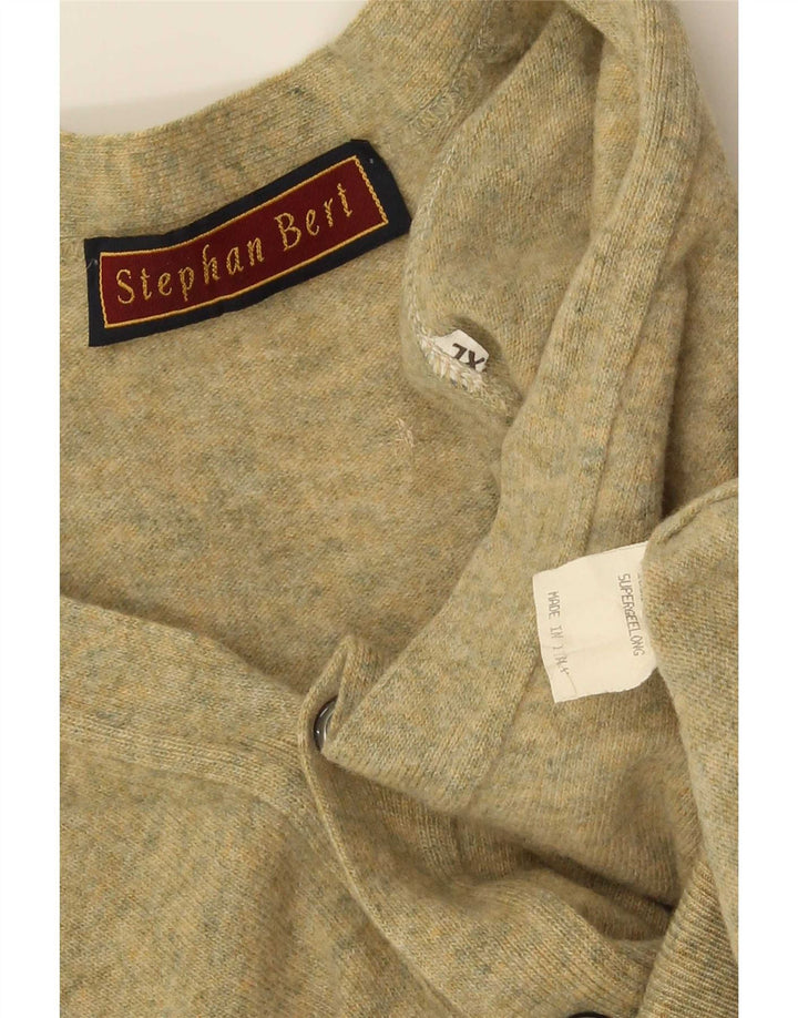 Vintage męski sweter rozpinany XL, zielona wełna