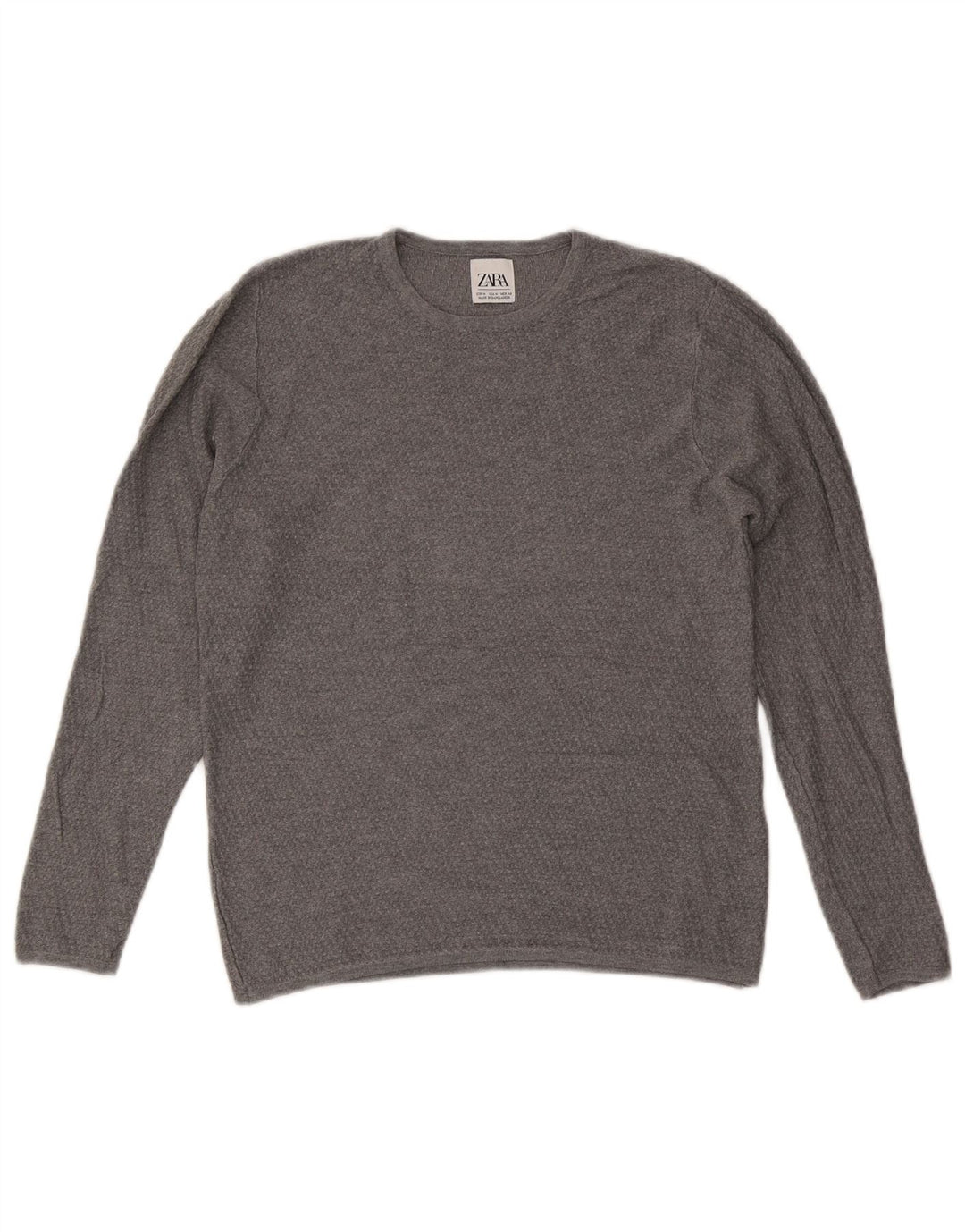 Męski sweter z okrągłym dekoltem Zara, średnio szary