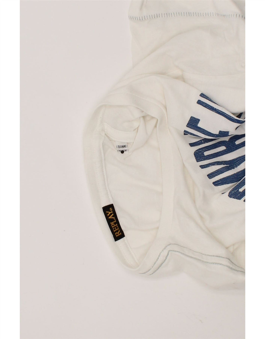 REPLAY Boys Graphic T-Shirt Top 7-8 Years White Vintage Replay and Second-Hand Replay from Messina Hembry 