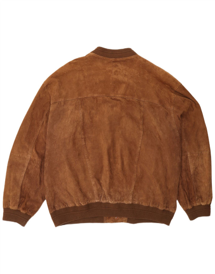 Autentyczna męska zamszowa kurtka bomber UK 44 2XL brązowa skóra