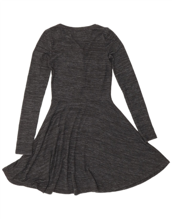 Damska sukienka o linii A z długim rękawem Superdry UK 8 Small, szara, nakrapiana wiskoza