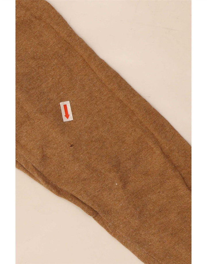 Męski sweter z okrągłym dekoltem Massimo Dutti, średniobrązowy, bawełniany