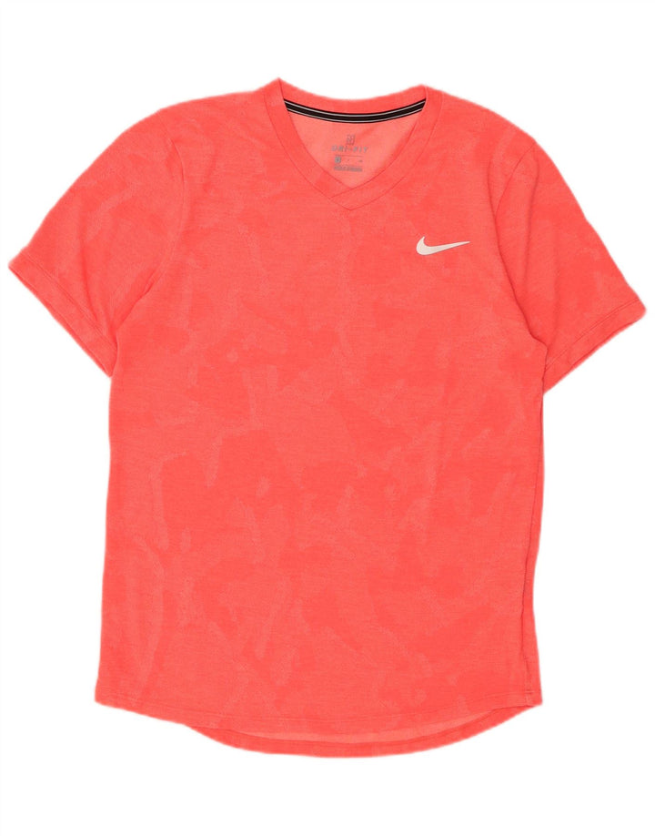 Męski T-shirt NIKE Dri Fit, mały, różowy, kamuflażowy poliester