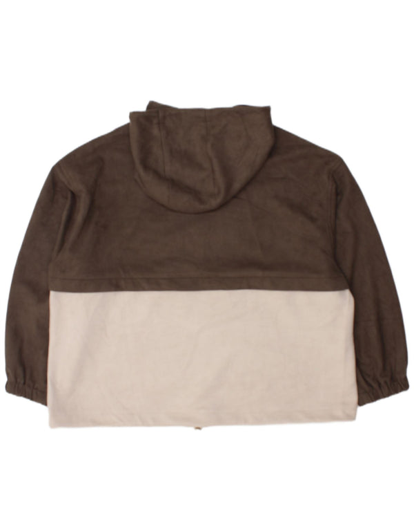 Damski sweter oversize z kapturem i zamkiem błyskawicznym Zara UK 18 XL Khaki, blok kolorów