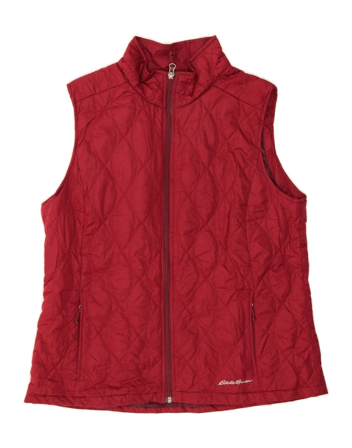 EDDIE BAUER Womens Quilted Gilet UK 16 Large Burgundy Polyester Vintage Eddie Bauer and Second-Hand Eddie Bauer from Messina Hembry 