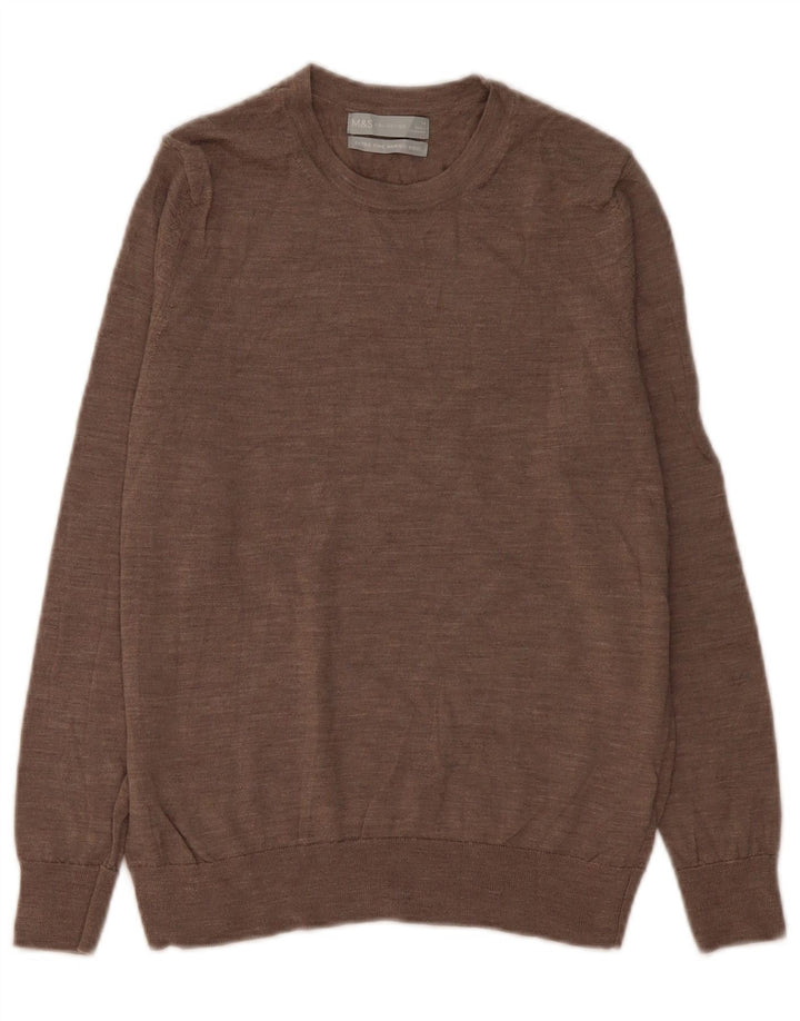 Marks & Spencer Damski sweter z okrągłym dekoltem UK 14 Średni brązowy nakrapiany