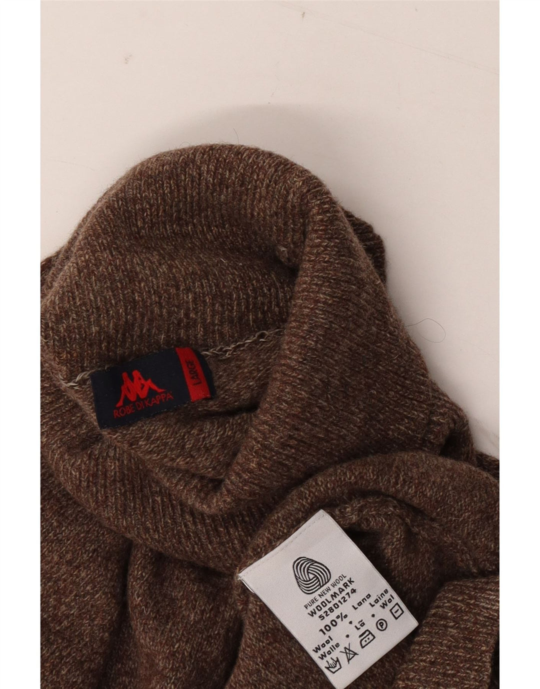 Męski sweter Kappa z golfem i dużą brązową wełną w cętki