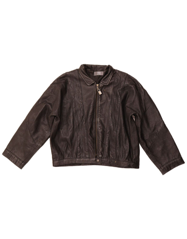 ENRICO COVERI Damska kurtka skórzana oversize UK 10, mała czarna skóra