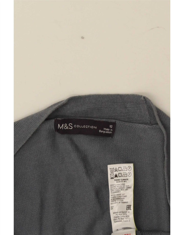 Marks & Spencer Damski sweter rozpinany UK 12, średnioszary, bawełniany