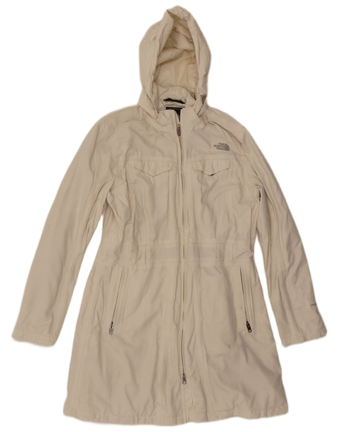 Damski płaszcz z kapturem THE NORTH FACE UK 14, duży, biały nylon