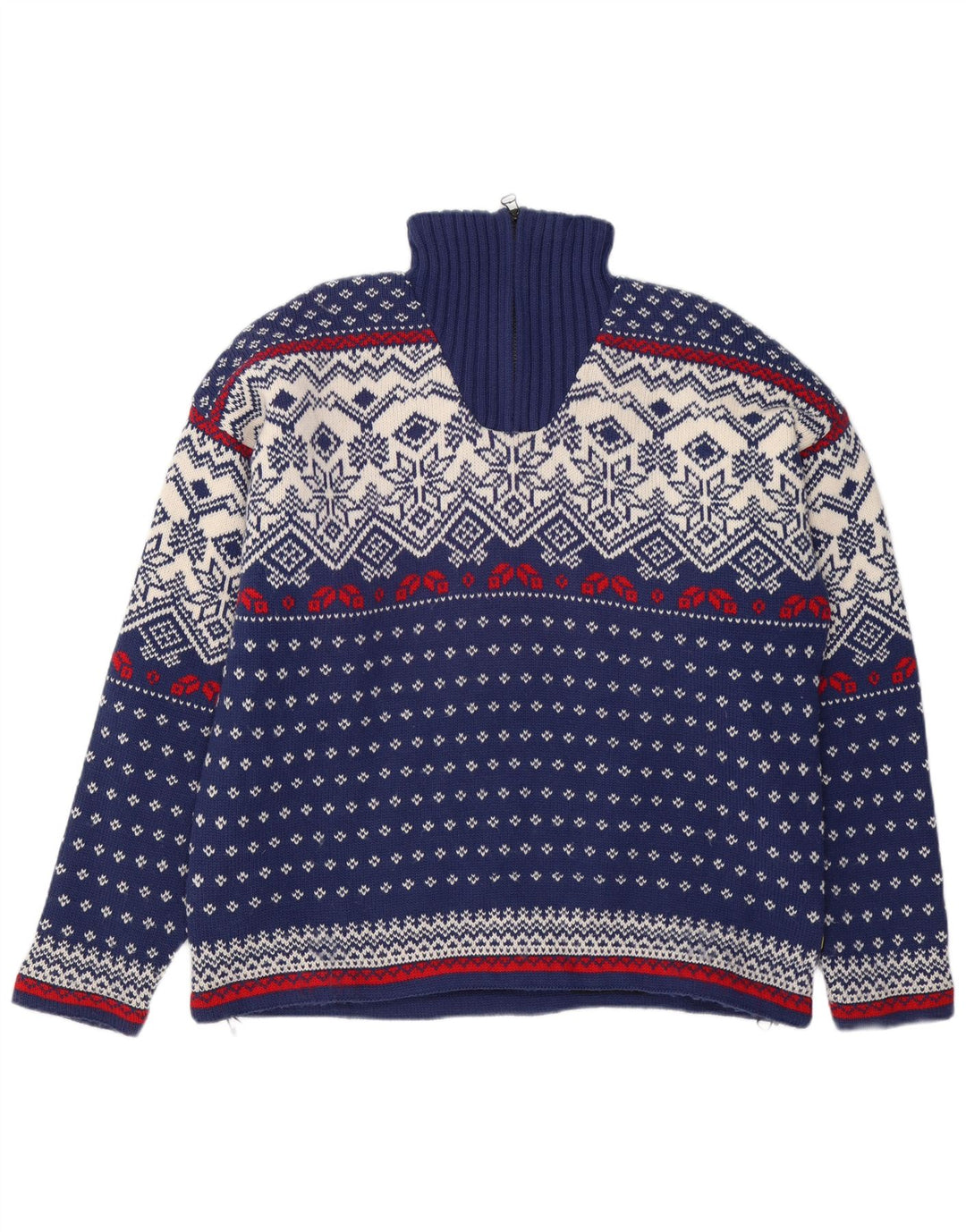 Męski sweter OCK z zamkiem błyskawicznym XL granatowy Fair Isle Wool