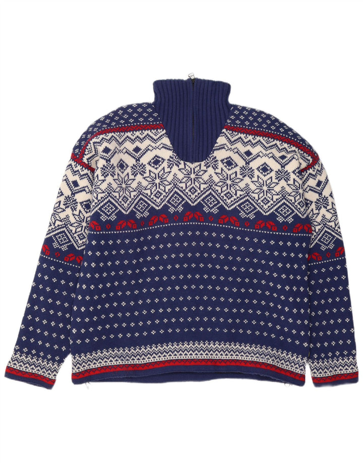 Męski sweter OCK z zamkiem błyskawicznym XL granatowy Fair Isle Wool