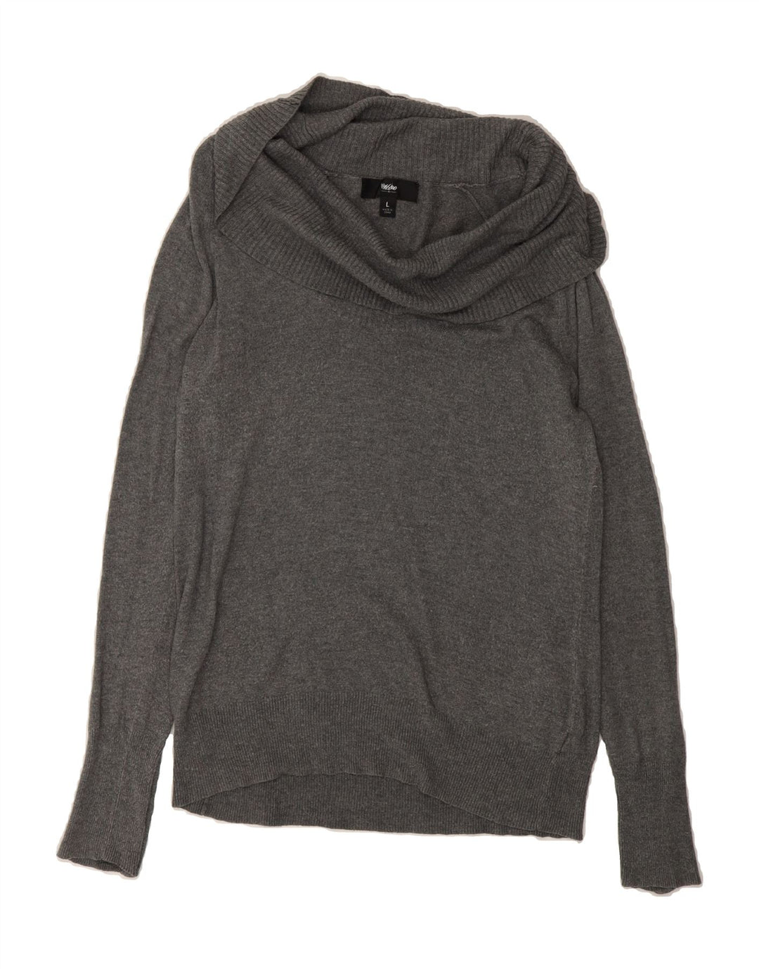 MOSSIMO Womens Roll Neck Jumper Sweater UK 14 Large Grey Nylon Vintage Mossimo and Second-Hand Mossimo from Messina Hembry 