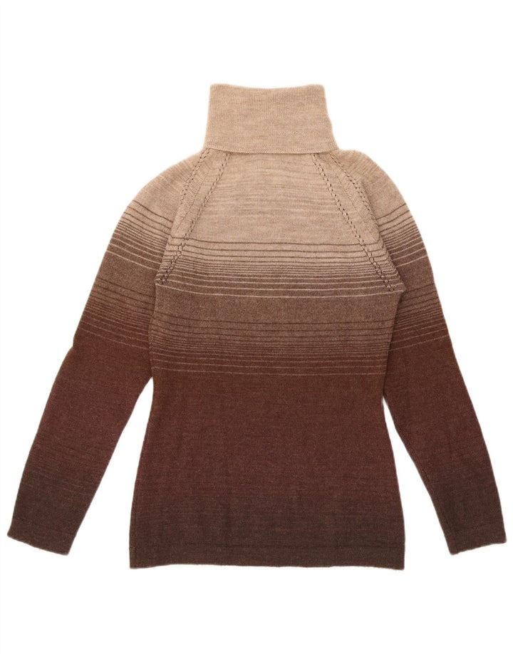 Damski sweter z wywijanym dekoltem Sportmax UK 12 w średnie brązowe paski
