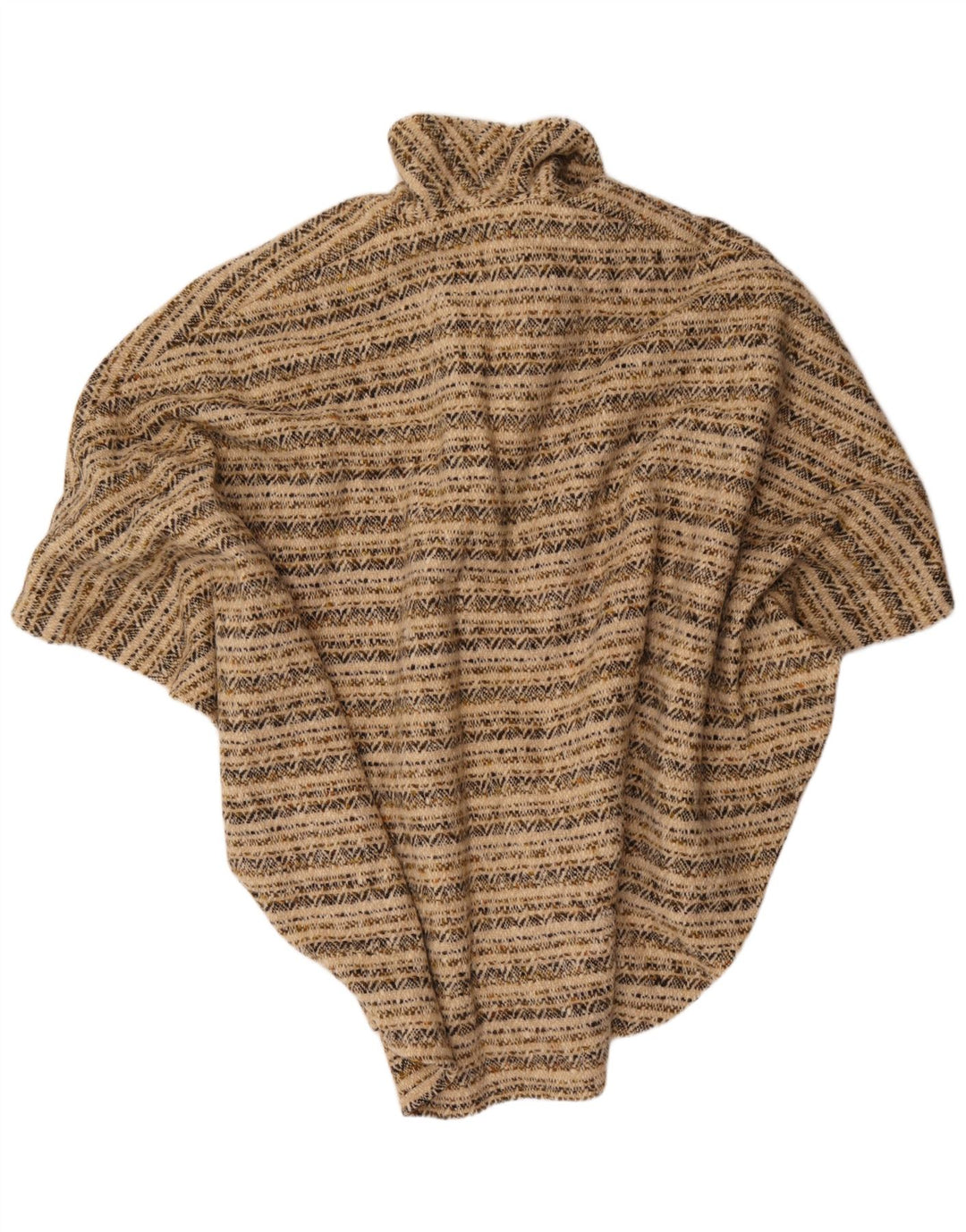 Vintage damski sweter poncho w jednym rozmiarze, beżowy, geometryczny