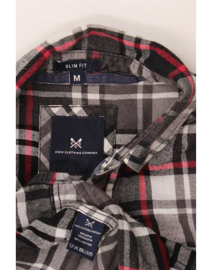 CREW CLOTHING Męska koszula flanelowa slim fit, bawełniana w średnią czarną kratkę