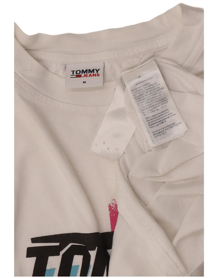 Męska koszulka z grafiką Tommy Hilfiger, średnia, biała bawełna