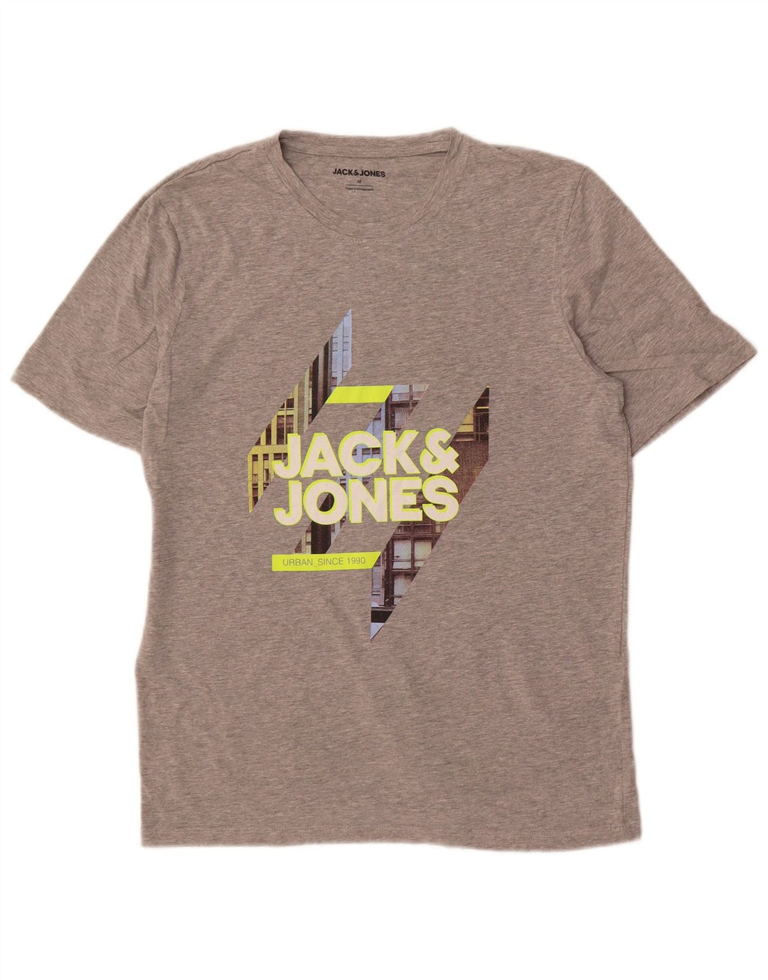 Męski T-shirt z grafiką Jack & Jones, średnioszary, bawełniany