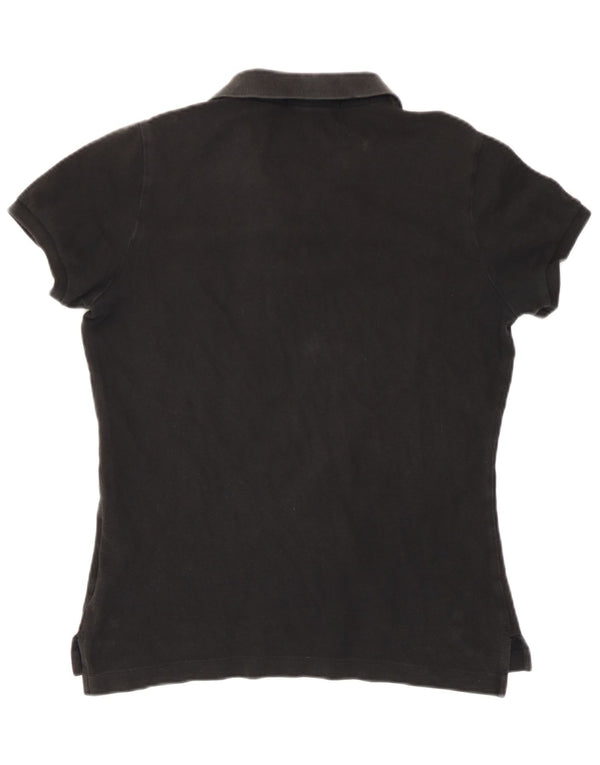 Damska koszulka polo Skinny Ralph Lauren UK 14, duża, czarna bawełna