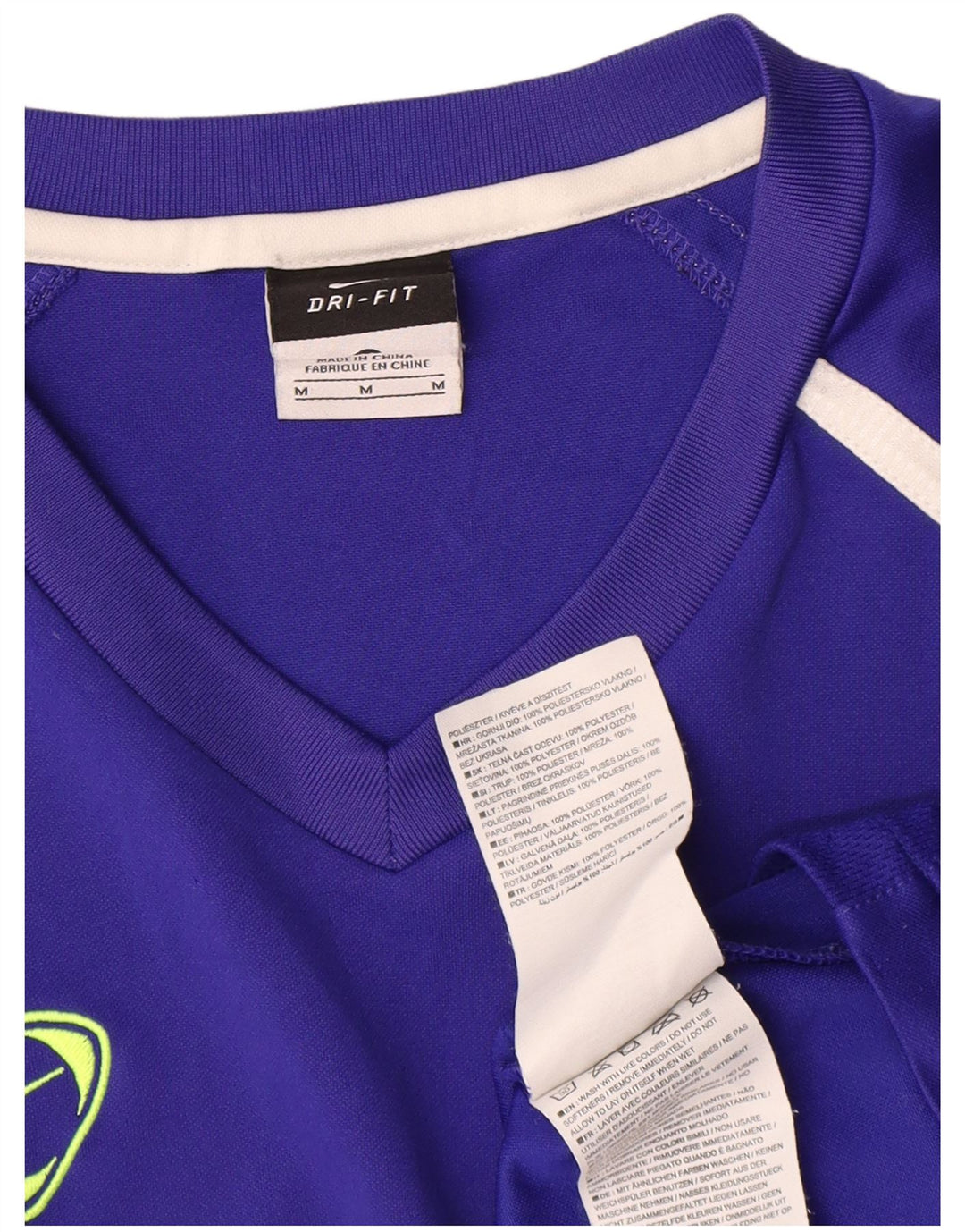 Męski T-shirt Nike Dri Fit Top, średni niebieski, poliester z blokami kolorów