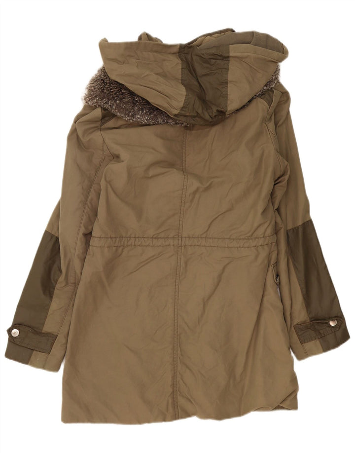 Karen Millen Damska kurtka parka z kapturem UK 12, średni khaki, poliester