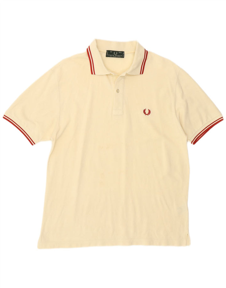 Męska koszulka polo Fred Perry, mała w kolorze złamanej bieli, bawełniana