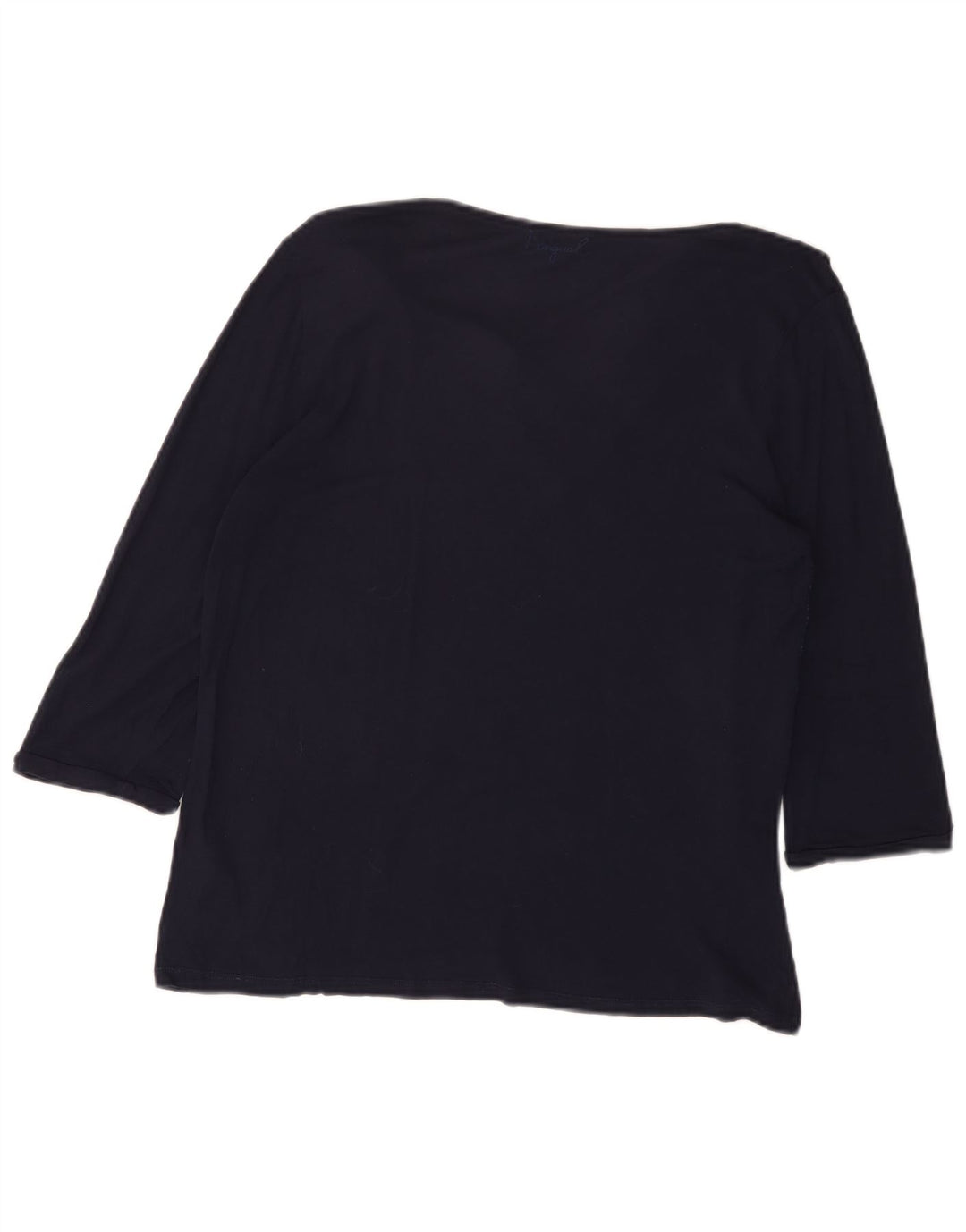 DESIGUAL Damski graficzny top z rękawem 3/4 UK 20 2XL Granatowa wiskoza w kwiaty