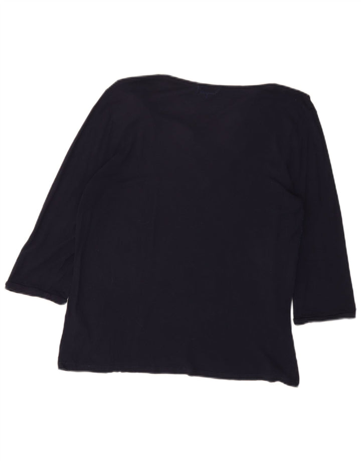 DESIGUAL Damski graficzny top z rękawem 3/4 UK 20 2XL Granatowa wiskoza w kwiaty