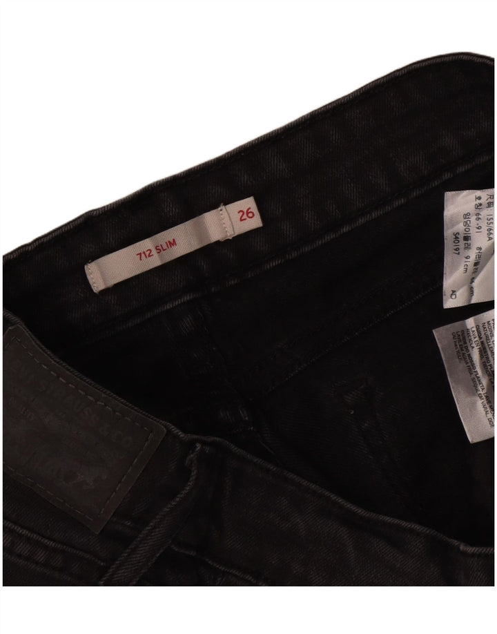 Damskie jeansy Levi's 712 Slim W26 L29 Czarna bawełna